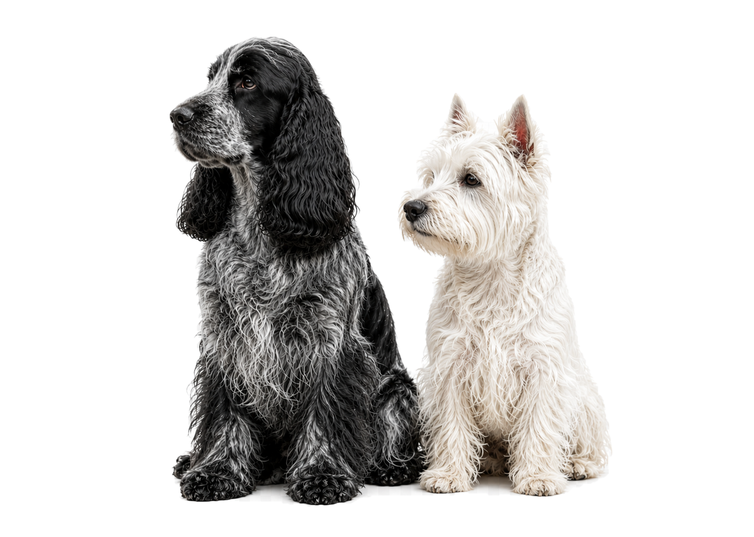 Blue-Roan-Cocker und Westie